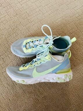 Nike React Element 55 Sneakers - Light Blue & Lime